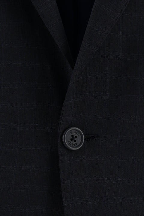 Medium Navy 7 Drop Slim Fit Plaid Suit