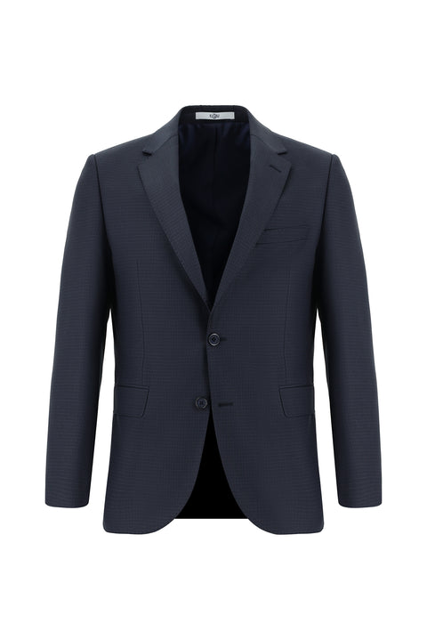 Dark Navy 7 Drop Slim Fit Plaid Suit