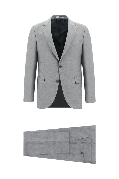 Medium Grey 7 Drop Slim Fit Plaid Suit