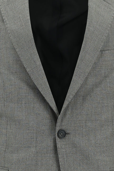 Medium Grey 7 Drop Slim Fit Plaid Suit
