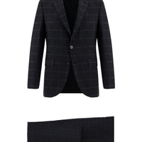 Black 7 Drop Slim Fit Plaid Suit