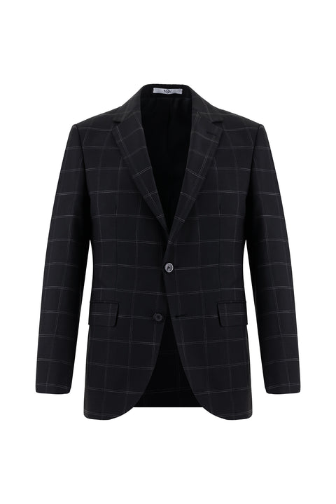 Black 7 Drop Slim Fit Plaid Suit