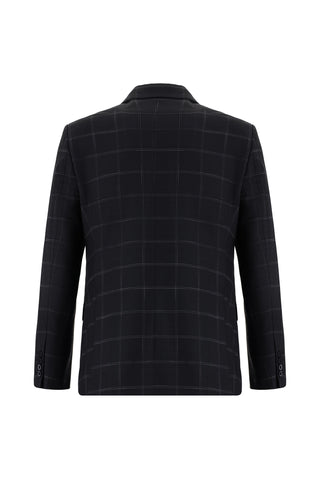  Siyah 7 Drop Slim Fit Dar Kesim Ekose Takım Elbise