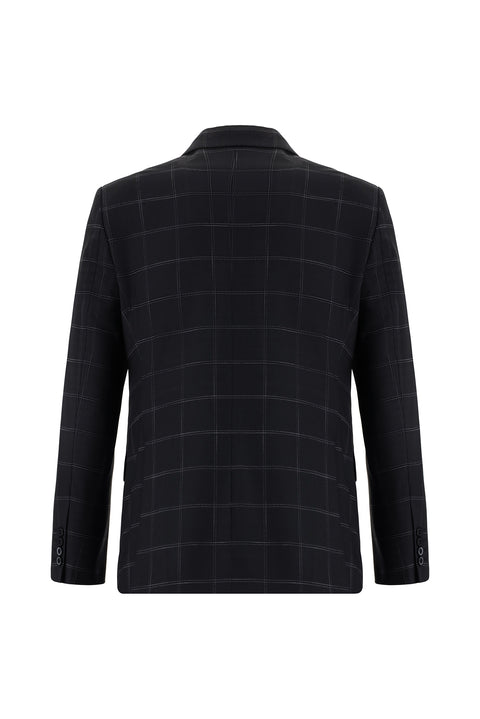 Black 7 Drop Slim Fit Plaid Suit