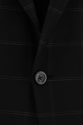  Siyah 7 Drop Slim Fit Dar Kesim Ekose Takım Elbise