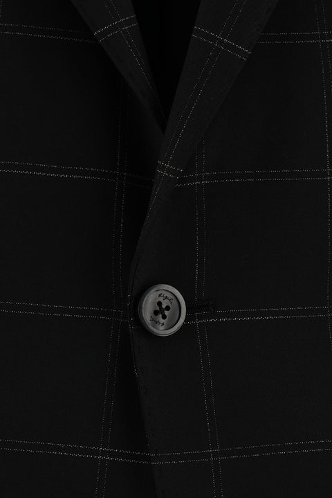 Black 7 Drop Slim Fit Plaid Suit