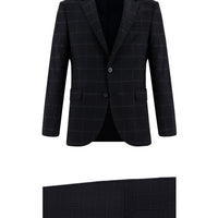 Dark Navy 7 Drop Slim Fit Plaid Suit
