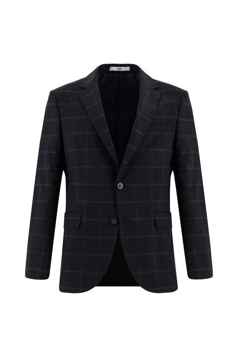 Dark Navy 7 Drop Slim Fit Plaid Suit