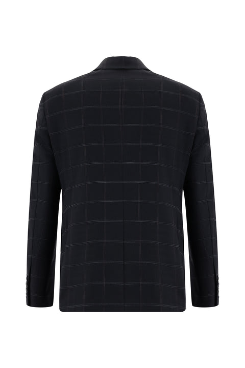 Dark Navy 7 Drop Slim Fit Plaid Suit