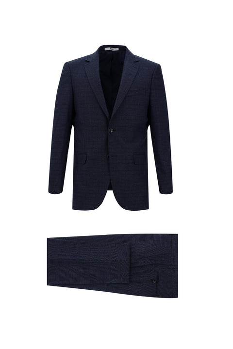 Medium Navy 6 Drop Regular Fit Standard Cut Plaid Suit