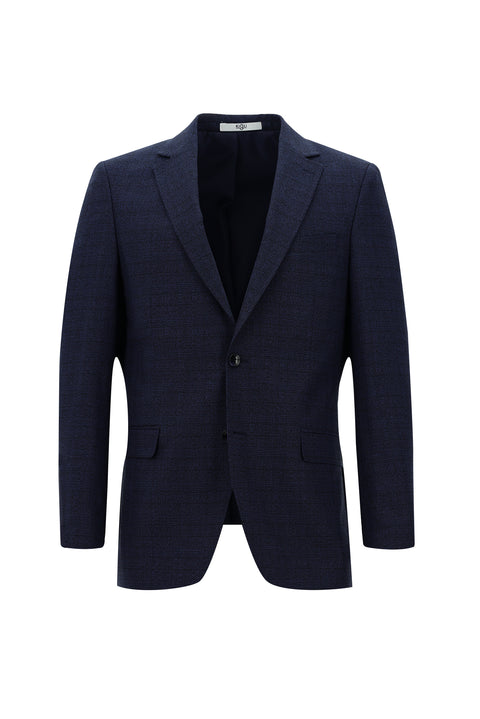 Medium Navy 6 Drop Regular Fit Standard Cut Plaid Suit