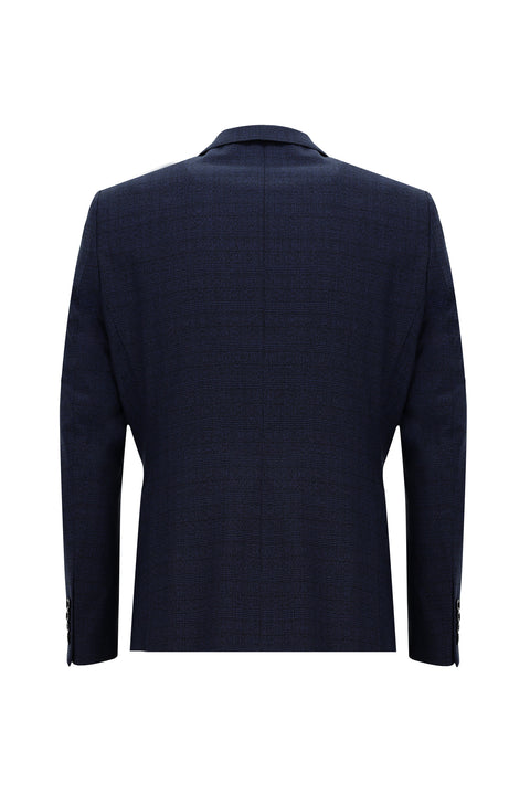 Medium Navy 6 Drop Regular Fit Standard Cut Plaid Suit