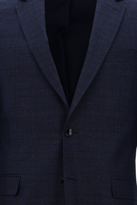 Medium Navy 6 Drop Regular Fit Standard Cut Plaid Suit