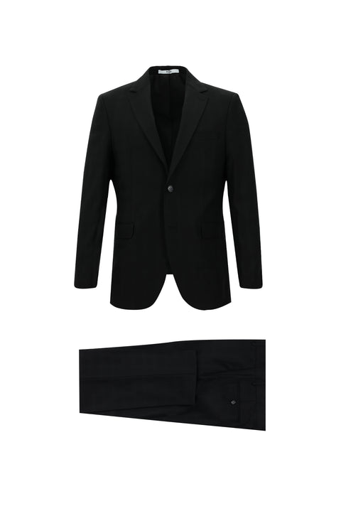 Black 6-Drop Regular Fit Standard Cut Plaid Suit