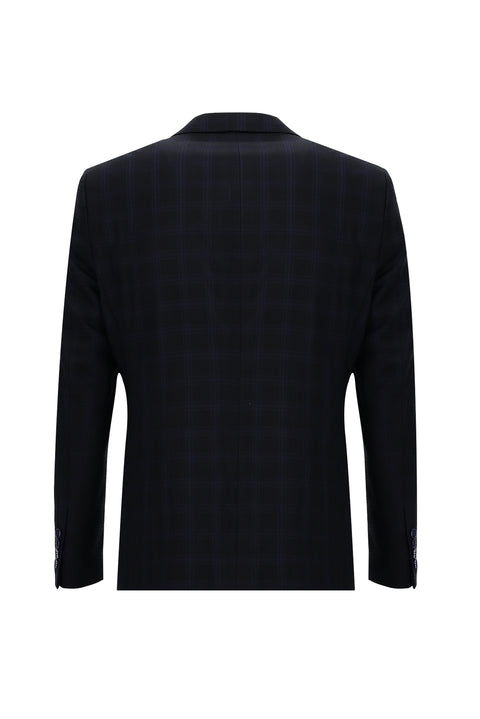 Medium Navy 6 Drop Regular Fit Standard Cut Plaid Suit