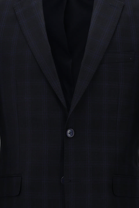 Medium Navy 6 Drop Regular Fit Standard Cut Plaid Suit