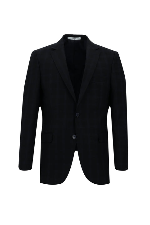 Dark Navy 6 Drop Regular Fit Standard Cut Plaid Suit