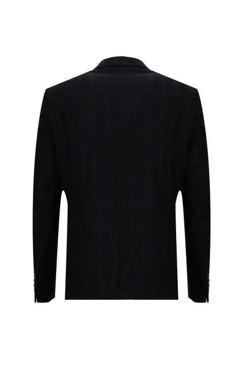 Dark Navy 6 Drop Regular Fit Standard Cut Plaid Suit