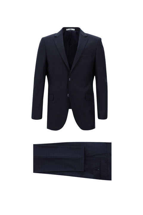 Dark Navy 6 Drop Regular Fit Standard Cut Plaid Suit