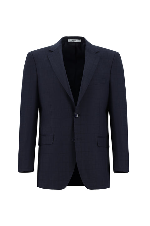 Dark Navy 6 Drop Regular Fit Standard Cut Plaid Suit