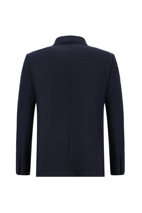 Dark Navy 6 Drop Regular Fit Standard Cut Plaid Suit