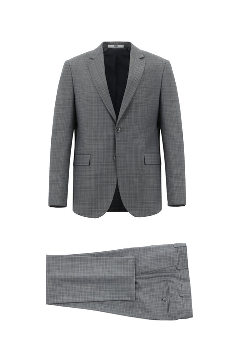 Light Gray 7 Drop Slim Fit Patterned Suit