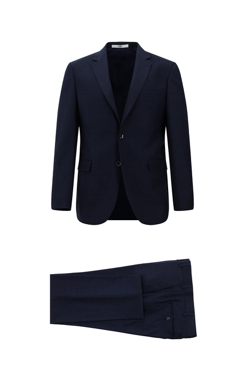 Dark Navy 7 Drop Slim Fit Patterned Suit