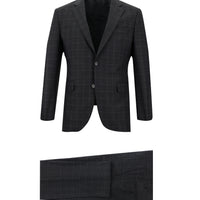 Dark Gray 7 Drop Slim Fit Plaid Suit