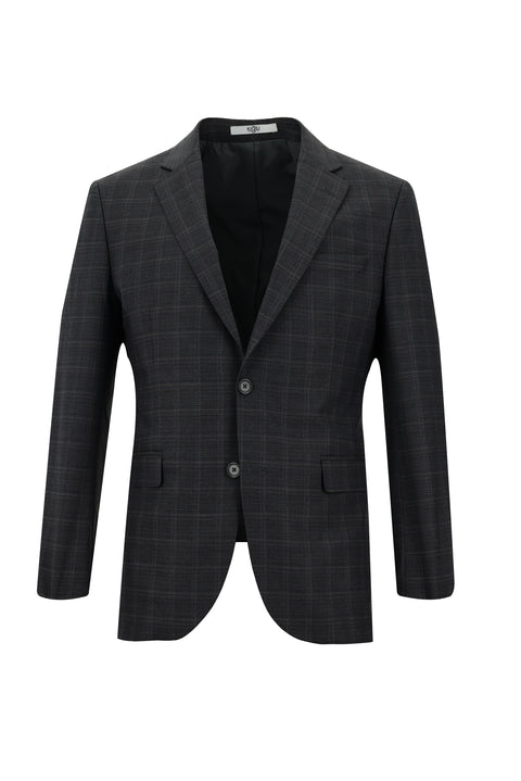 Dark Gray 7 Drop Slim Fit Plaid Suit
