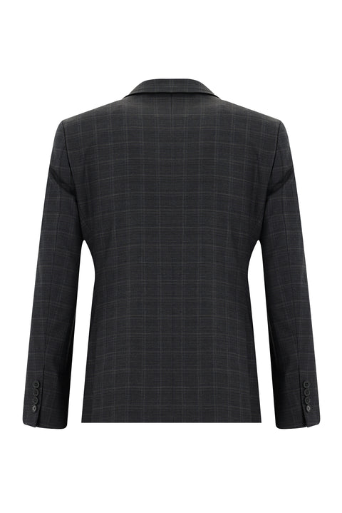 Dark Gray 7 Drop Slim Fit Plaid Suit