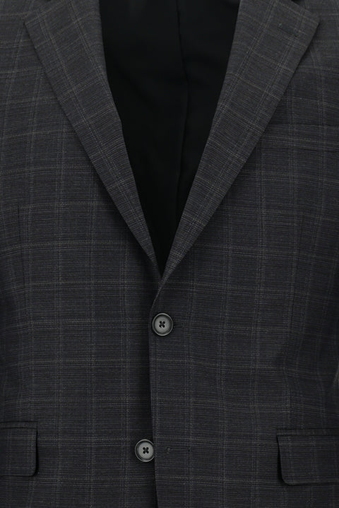 Dark Gray 7 Drop Slim Fit Plaid Suit