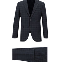 Light Navy 7 Drop Slim Fit Plaid Suit