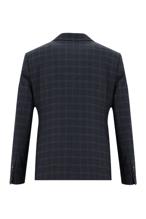Light Navy 7 Drop Slim Fit Plaid Suit