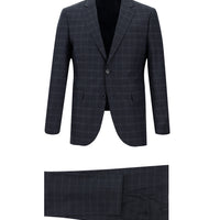 Medium Navy 7 Drop Slim Fit Plaid Suit