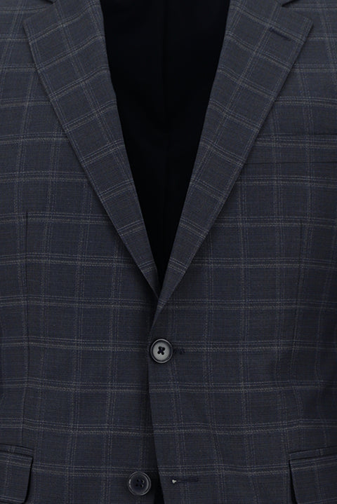 Medium Navy 7 Drop Slim Fit Plaid Suit