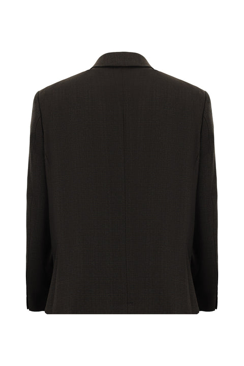 Dark Brown 4-Drop Relaxed Fit Plaid Suit