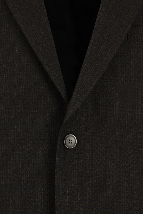 Dark Brown 4-Drop Relaxed Fit Plaid Suit