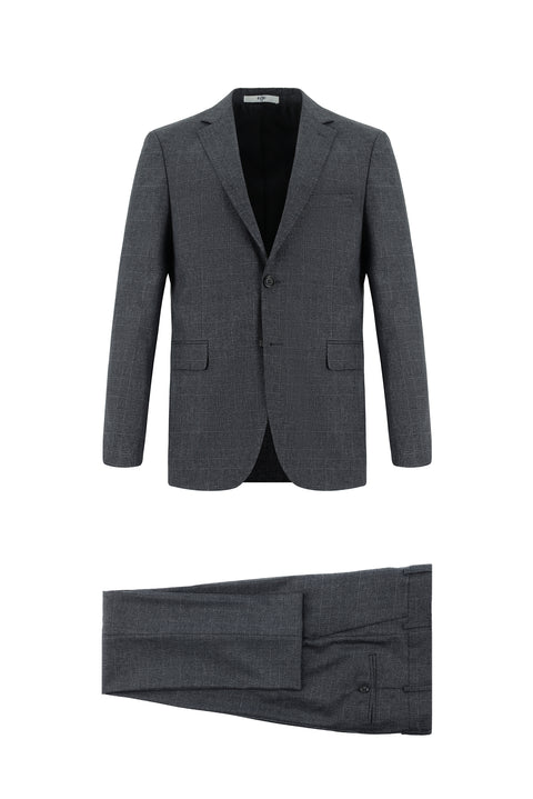 Dark Gray 6-Drop Regular Fit Standard Cut Plaid Suit