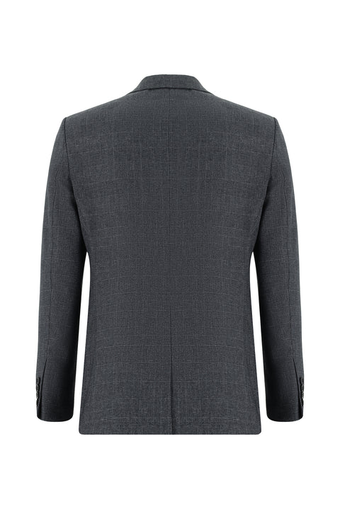 Dark Gray 6-Drop Regular Fit Standard Cut Plaid Suit