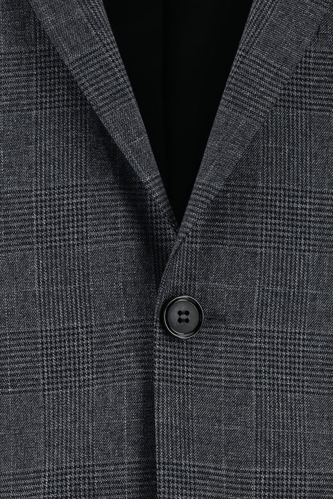 Dark Gray 6-Drop Regular Fit Standard Cut Plaid Suit