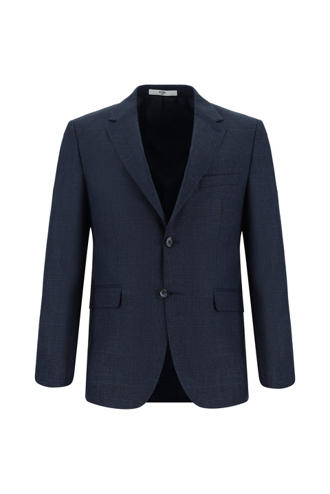 Dark Navy 6 Drop Regular Fit Standard Cut Plaid Suit