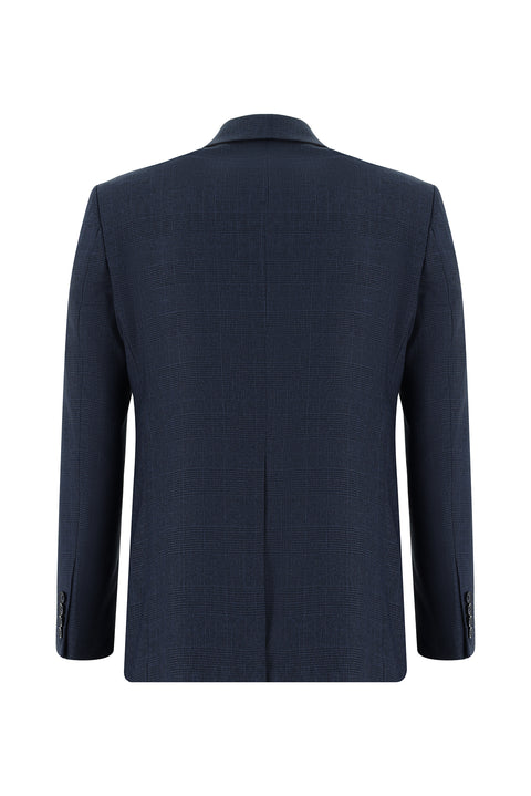 Dark Navy 6 Drop Regular Fit Standard Cut Plaid Suit