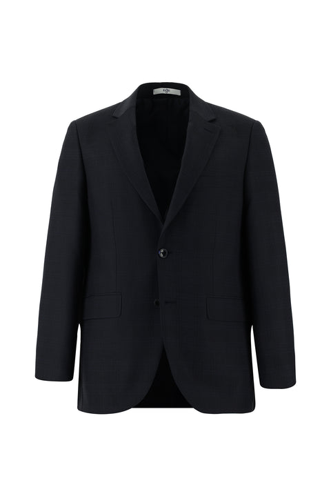 Dark Navy 4-Drop Relaxed Fit Plaid Suit