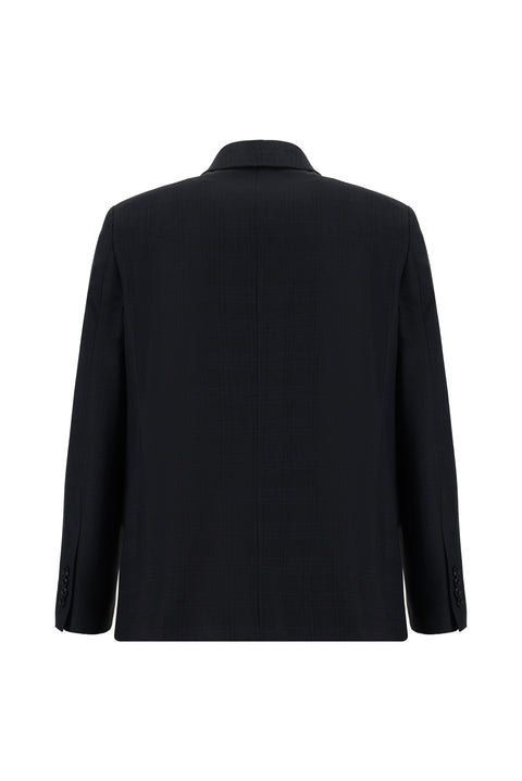 Dark Navy 4-Drop Relaxed Fit Plaid Suit