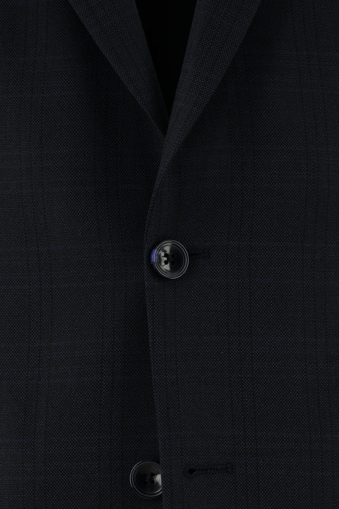 Dark Navy 4-Drop Relaxed Fit Plaid Suit