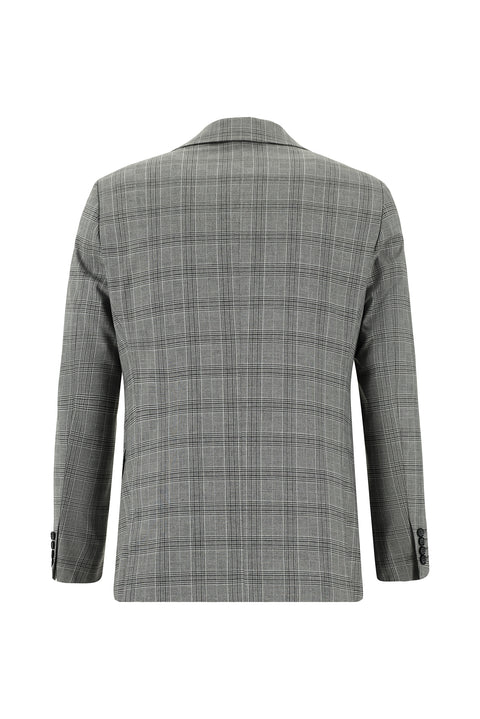 Medium Grey 4-Drop Relaxed Fit Plaid Suit