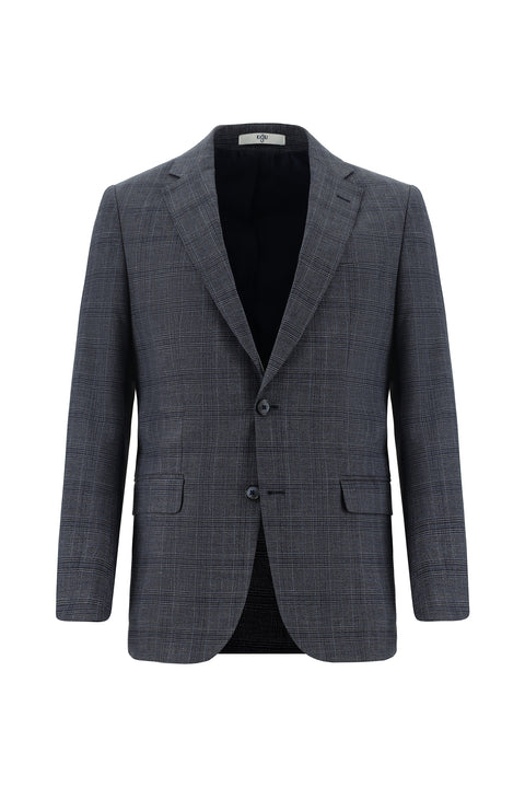 Light Navy Blue 6 Drop Regular Fit Standard Cut Plaid Suit