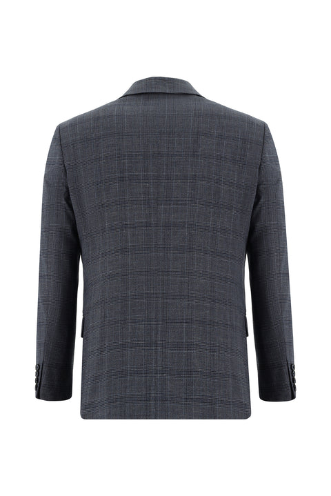 Light Navy 4-Drop Relaxed Fit Plaid Suit