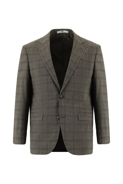 Medium Brown 6 Drop Regular Fit Standard Cut Plaid Suit