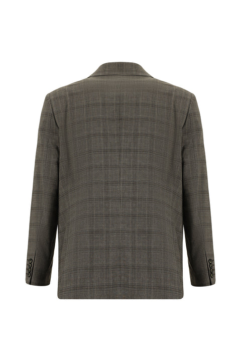 Medium Brown 4 Drop Relaxed Fit Plaid Suit